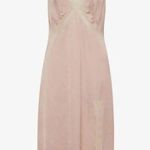 Rumored Lucy Midi Dress Blush Heart Print Lace Satin Pink Photo 5