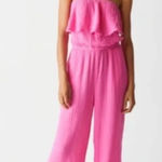 Michael Stars MICHAEL STARS Riya Pink Strapless Cotton Gauze Jumpsuit Wide Leg Beach Size XS Photo 0
