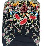 ZARA Black Jacquard Floral Embroidered Zip Up Casual Mini A-Line Skirt Size M Photo 3