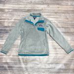Patagonia Gray Teal Re Tool Snap T Pullover Fleece Small Button Collar Womens Photo 5