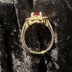 Heart Shape Ruby Engagement Ring: Gold Accent Ring With Diamond Accents Red Photo 1