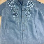 Bob Mackie Fleece Jacket Size 2XL Blue Floral Embroidery Photo 1