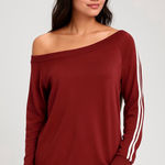 Poof New York WOMEN slouchy sweatshirt of the shoulder Sz L Photo 0