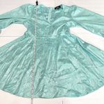 Lulus Stunning Moment Light Blue Satin Jacquard‎ Long Sleeve Mini Dress MEDIUM Photo 10