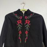Notations  Black Velour Floral Embroidered Jacket Sz PM Photo 3