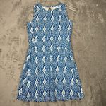 Hatley Dress Womens Medium Blue White Geometric Jersey Knit Office Business Blue Photo 1