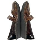 Alegria  Brown Croc Embossed Patent Leather Mary Jane Flats Size 38 Comfort Shoes Photo 5
