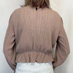 Pull & Bear  Women's Accordion Pleat Blouse XL Extra Large Tan Beige Light Brown Photo 1