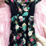 Elle Chic Multicolor Pink Black and White Floral Romantic Valentines Dress S/M Photo 0