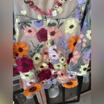 ASOS 3D flowers appliqué dress long sleeve mesh mock neck mini Oscarrenta embroidered Photo 11