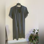 Club Monaco  Olive Green Flutter Sleeve Silk Dress summer outfit  tie neck Photo 11