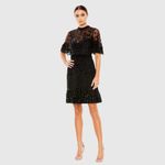 Mac Duggal 9143 Womens Black Embellished Illusion High Neck Mini Dress Photo 1