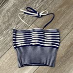 SheIn Sz XS Super Soft Crop Top Blue & White Striped Photo 2