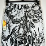 C&C California  Black White Tropical Floral Leafy Wide Leg Pants LINEN NWT #0514 Photo 4