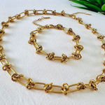 18K Plated Gold Knot Chain chunky Necklace SET Stainless Steel womens jewelry Photo 0