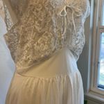 Vintage 1970s White Semi Sheer Satin Lace Top Maxi Slip Dress Size Medium Photo 3