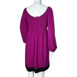 Muse Dress Womens 10 Purple Black Satin‎ Babydoll Smocked Peasant Party Colorful Photo 2