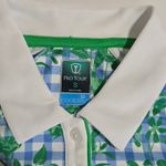 Pro Tour Short Sleeve Gingham Floral Golf Polo Size Small Green Photo 6
