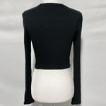 & Other Stories & Other Stories Ribbed Cotton Long Sleeve Crewneck Cropped Top Black Size XS Photo 6