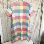 Foil Linen Gingham Rainbow Shift Dress Pink Size 10 Photo 3