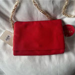 Isabelle Vegan Red Leather Gold Chain Handbag Bag Shoulder Crossbody NWT Photo 3