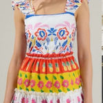 Sugar Lips Olympia Colorful Floral Ruffle Tiered Mini Dress ~ Size Medium ππ Photo 0