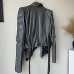 Skingraft Leather Jacket Gray Belted Long Sleeve Leather Wrap Jacket Size M Size M Photo 6