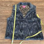 Betsey Johnson Faux Fur and Sequins Vest with Leopard Print Lining Gray Medium Photo 9