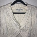 Tommy Hilfiger Cardigan Cream Cropped Cableknit Cardigan Sz L EUC 90s Y2K Style Photo 4