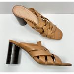 Joie  Mules‎ Size 7 Brown Leather Crisscross Stacked Block Heel Photo 5