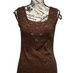 Vintage Just One Metallic Brown Gold Embellish Beads Retro 80s Y2k Womens L Size L Photo 0