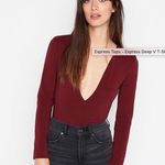 EXPRESS Burgundy Plunging Bodysuit Photo 0