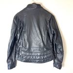 Vintage Black Leather Lace Up Heavy Moto Jacket Size Medium Photo 3