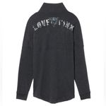 PINK - Victoria's Secret Victoria’s Secret PINK Bling Quarter Snap Gray & Pink Varsity Crew Sweatshirt XS Photo 2