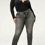 Good American Good Classic Low Waist Fray Black Gray Ankle Jeans womens 20 new Photo 0