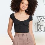 Wild Fable Black Cropped Sweetheart Milkmaid Bow Top Women's Size XS Photo 0