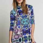 Free People  New Romantics Fiesta Trapeze Mini Dress M Purple Floral Stretch Photo 7