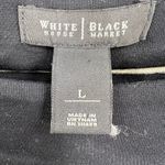 White House | Black Market WHBM Dress Large Black Gold Stripe Rouching Boatneck Mini Photo 5