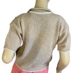 VINTAGE 1980'S ANDENE BEIGE & CREAM POLKADOT SILK BLEND SHORT SLEEVE SWEATER (M) Tan Size M Photo 4