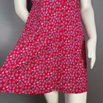 My Michelle  Sundress‎ Red Floral Ditsy Print Dress Medium Flutter Sleeves V-Neck Photo 5