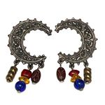 Crescent Legends Moon Shape Silver Tone Metal Pierced Post Earrings with Dangles Photo 0