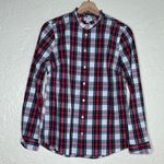 J.Crew  Women's Red Tartan Plaid Button Top with Ruffled Collar Size Small NWT Photo 0