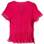 Cato Blouse Womens 14-16W Pink Embroidered Floral Geo Gauzy Cover Up Boho Top Photo 3