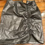 ZARA NWT ZW collection SILVER Metallic Ruched Drawstring Leather Mini Skirt M Photo 2