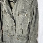 Mango Gray Denim Utility Jean Jacket Snap and Zip Front Women Medium Streetwear Photo 2