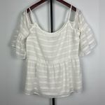 1. State State White Cold Shoulder Ruffled Cloud Bell Sleeve‎ Blouse Photo 1