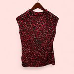 Cute slinky spicy red leopard print cowl neck top sleeveless flowy Black Photo 3