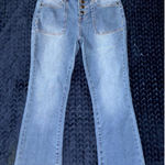 Daily Thread Women's Flare Jeans Front Pockets Button Fly‎ Light Wash Denim Sz 4 Blue Photo 0