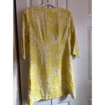 Boden USA Boden Yellow & White Linen Dress Size 6 3/4 Sleeve Tunic Style with Side Zipper Photo 6