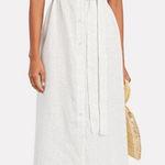 Sleeper  Brigitte Linen Midi‎ Dress White Black Polka Dots Button Front Size M Photo 0